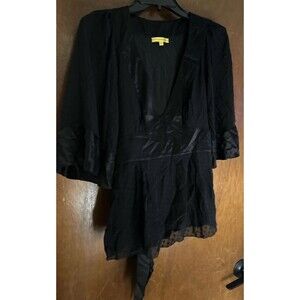 Catherine Malaria Women’s Black Blouse 100% SILK L
